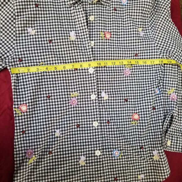 Vintage Floral Gingham Blouse + S - Picture 9 of 9